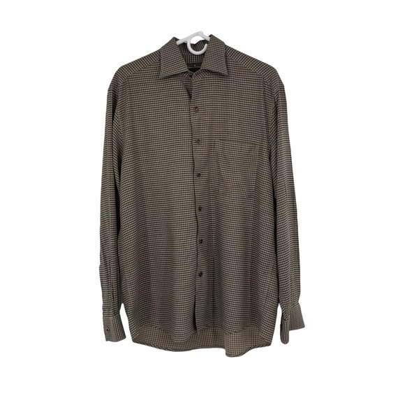 Ermenegildo Zegna Other - Men’s Ermenegildo Zenga Size Medium Brown/Gray Plaid Button Front Shirt